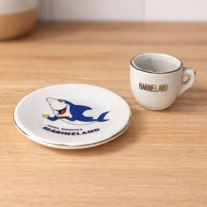 Vintage Hanna Barbera Marineland Mini Cup Saucer Shark Souvenir